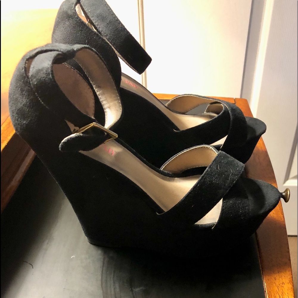 Summer Black Wedge Shoe